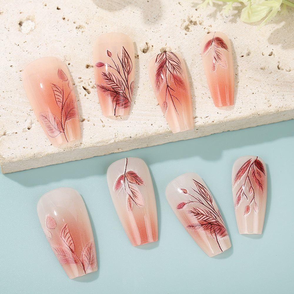Artificial nails with elegant leaf pattern Kalsten
