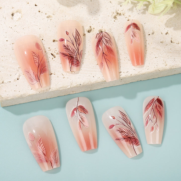 Artificial nails with elegant leaf pattern Kalsten