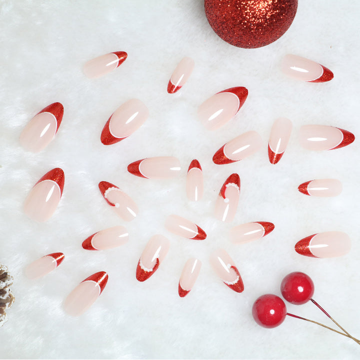 Festive French Tip Press-On Nail Set Kalsten