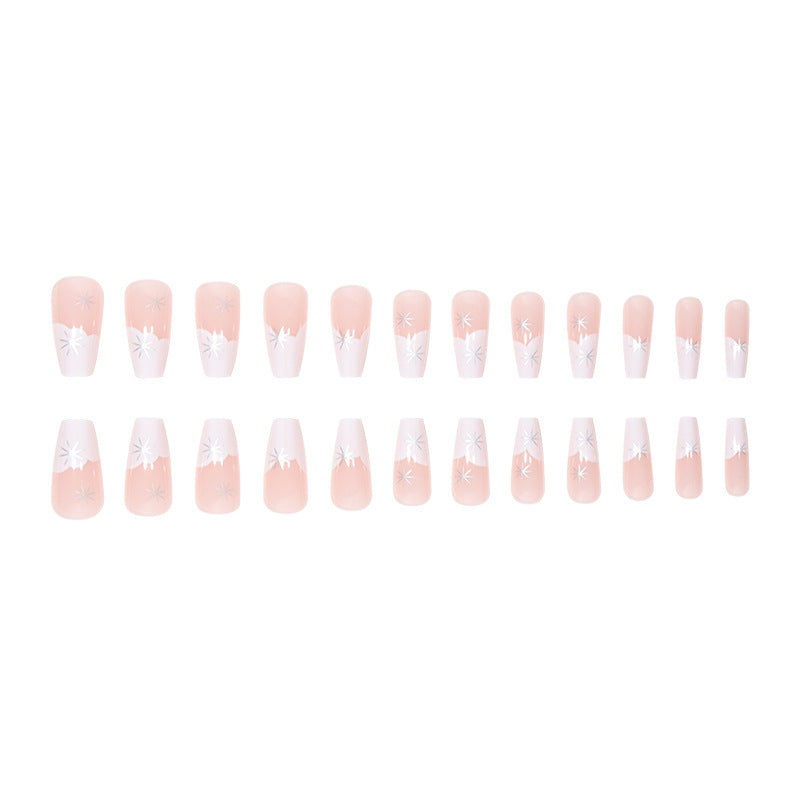 Elegant French Tip Press-On Nails with Star Accents Kalsten