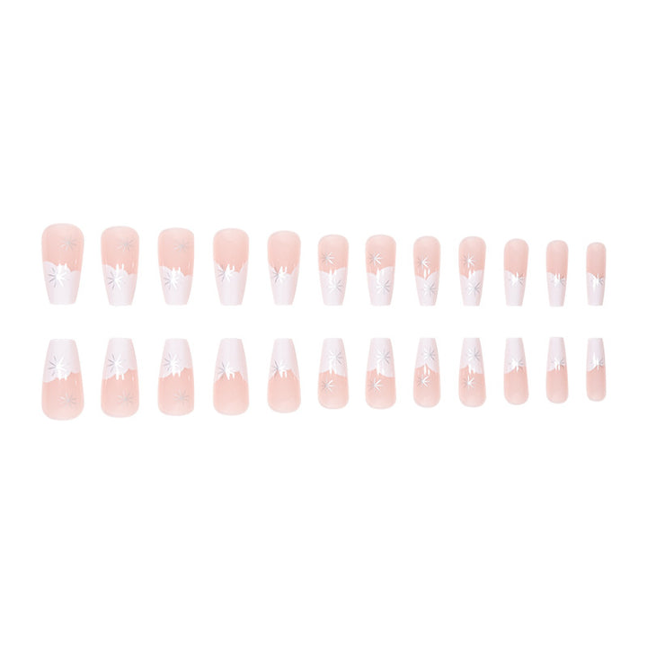 Elegant French Tip Press-On Nails with Star Accents Kalsten
