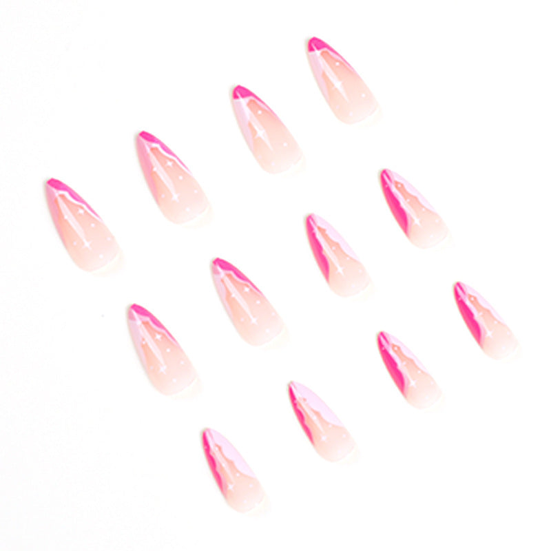 Artificial nail extensions with elegant glitter accent Kalsten