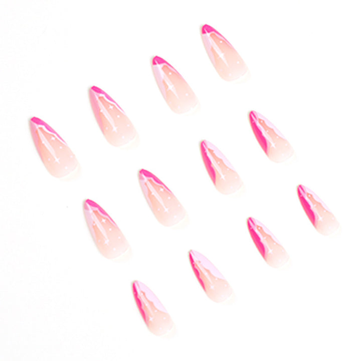 Artificial nail extensions with elegant glitter accent Kalsten