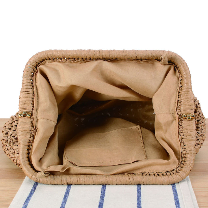 Basket bag with elegant wooden bead embellishments Kalsten