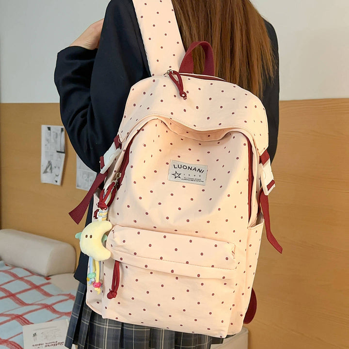 Polka-Dotted Canvas Backpack Kalsten