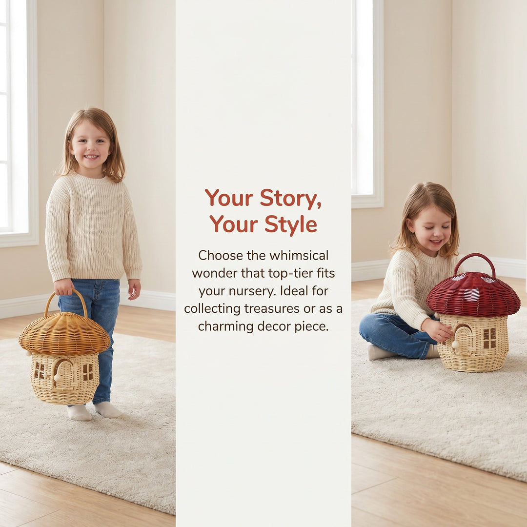 Playful storage basket in mushroom design Kalsten