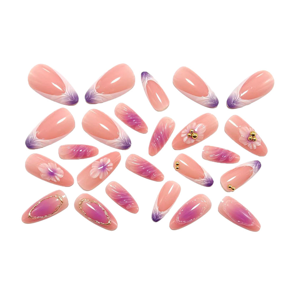 Artificial nails with luxurious 3D flower and glitter design Kalsten