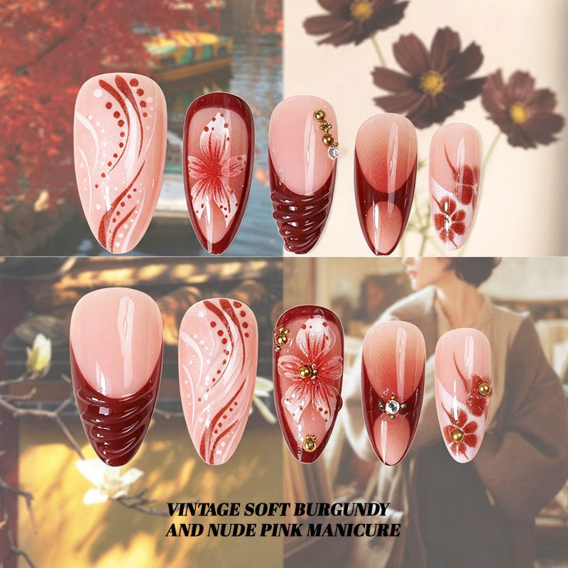 Premium Floral Design Press-On Nail Tips Set Kalsten