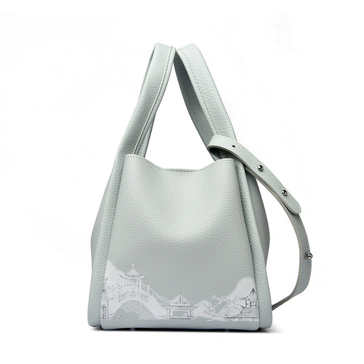 Artistic Print Leather Handbag Kalsten