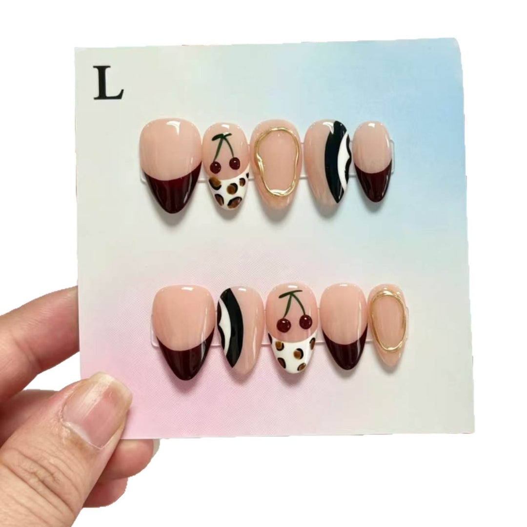 Creative Cherry-Patterned Press-On Nail Set