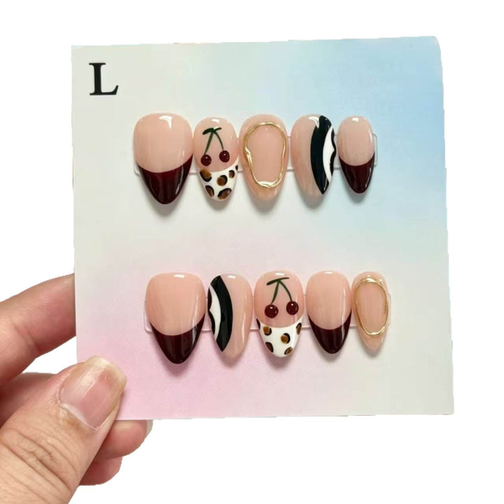 Creative Cherry-Patterned Press-On Nail Set