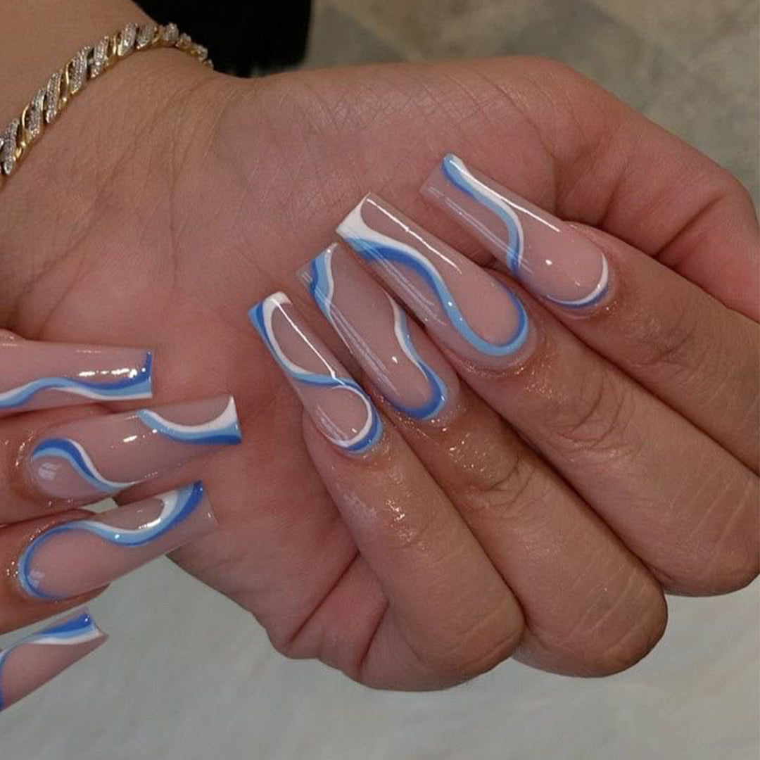 Creative Nail Extensions with Wave Pattern Kalsten