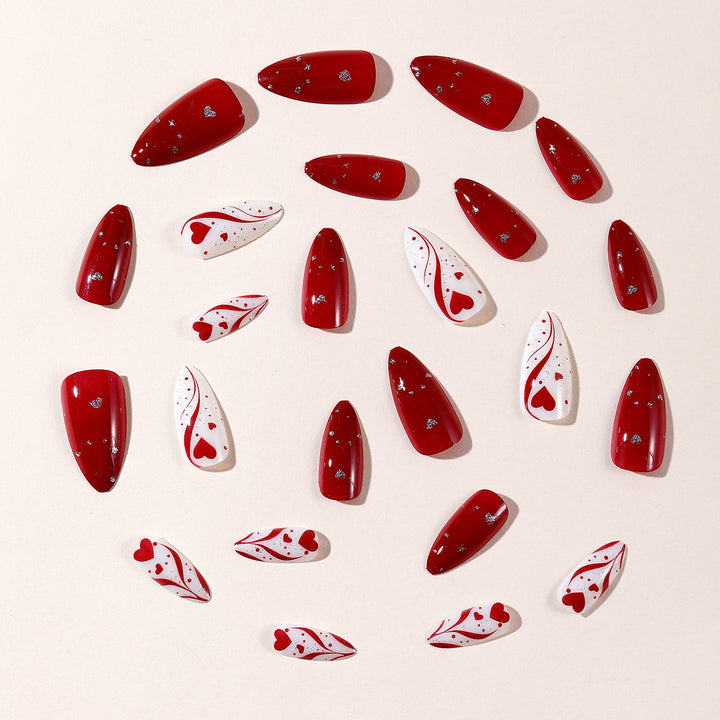 Decorative Heart-Accent Stiletto Nail Art Extensions Kalsten