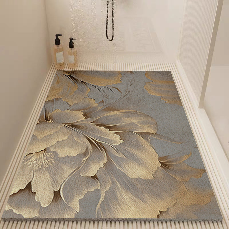 Elegant Floral Pattern Bath Mat Kalsten