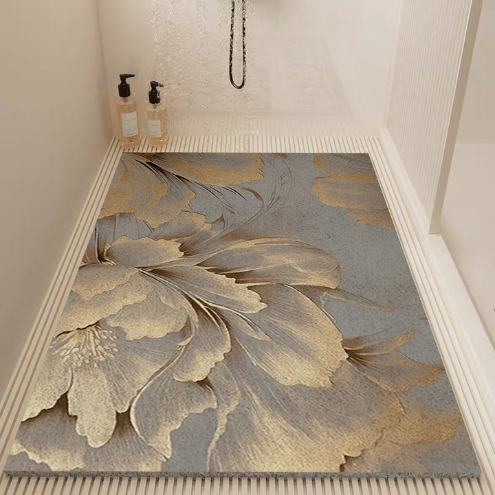 Elegant Floral Pattern Bath Mat Kalsten