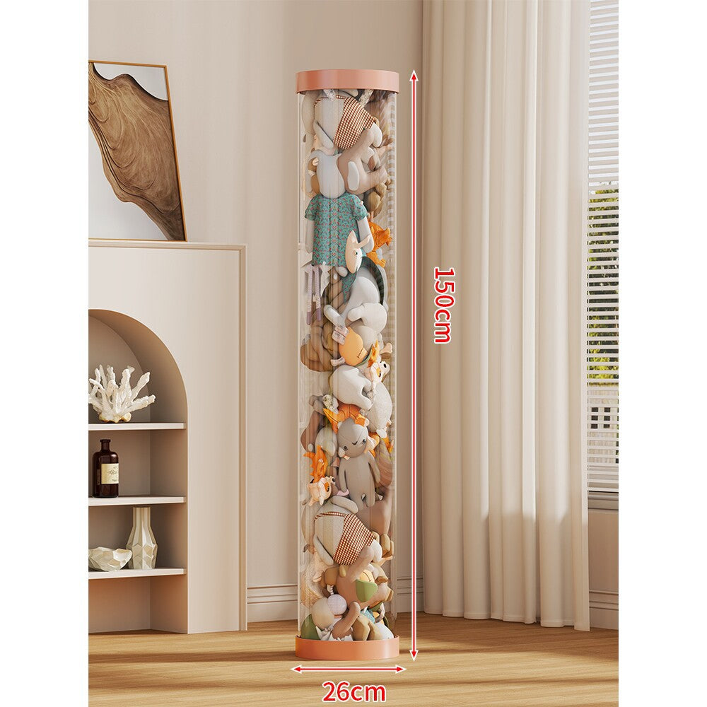 LED-lit Transparent Plush Toy Showcase Cylinder