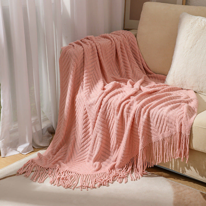 Cozy Knit Fringe Blanket Kalsten