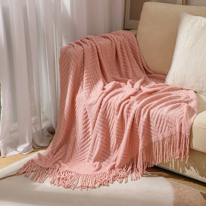 Cozy Knit Fringe Blanket Kalsten