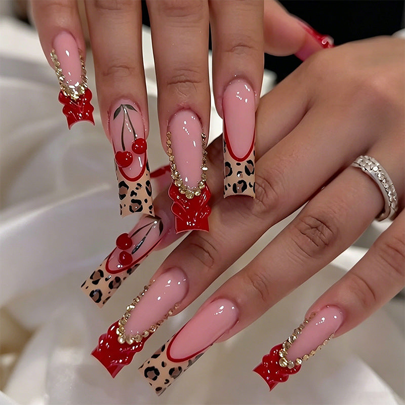 Elegant artificial nails with hand-painted floral accents Kalsten