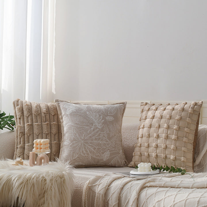 Decorative pillowcase with knotted grid relief and fine cotton look Kalsten
