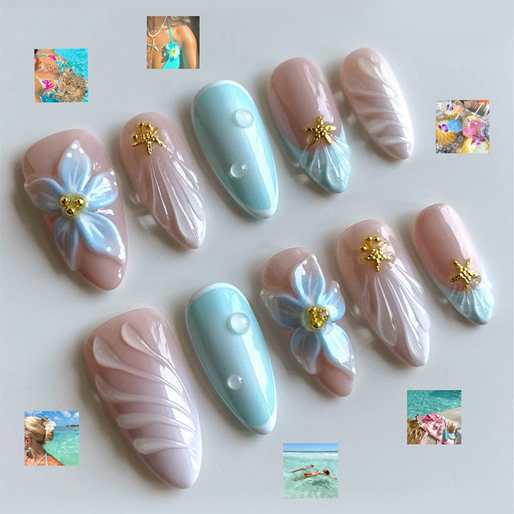 Floral-Embellished Press-On Nail Set Kalsten