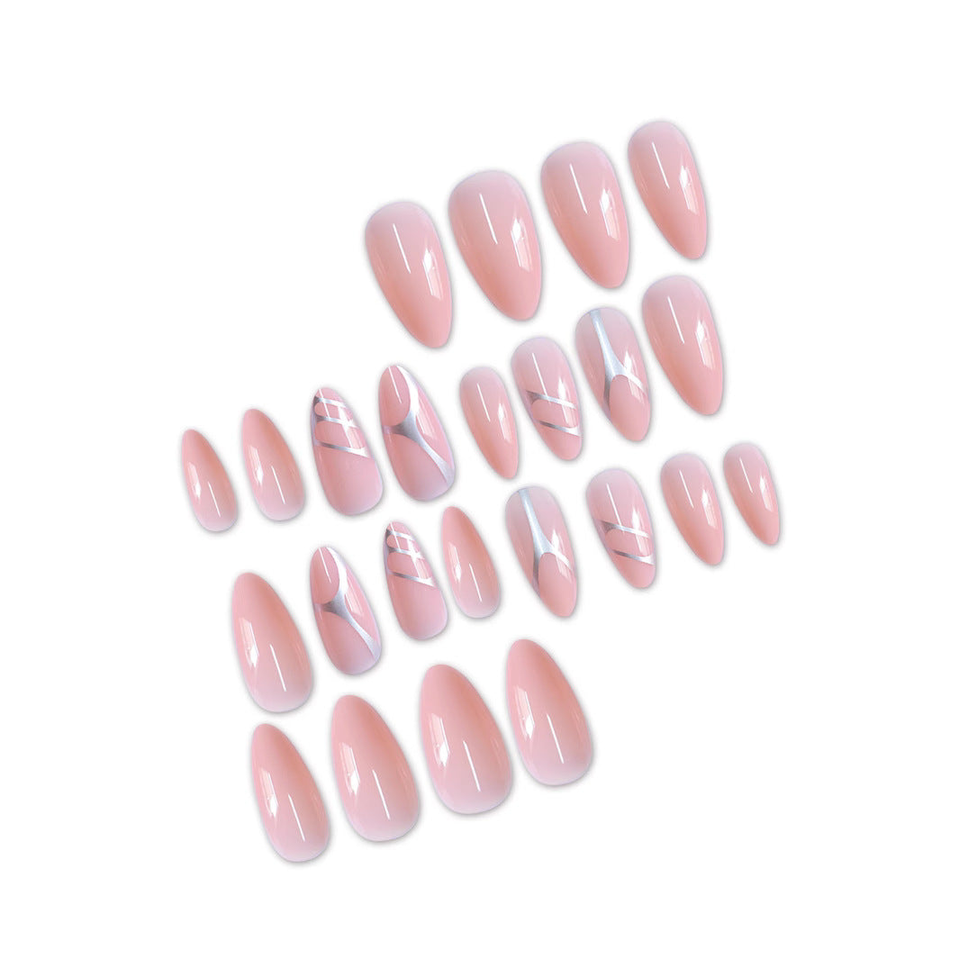 Elegant Stiletto Press-On Nail Set with Artistic Metal Accents Kalsten
