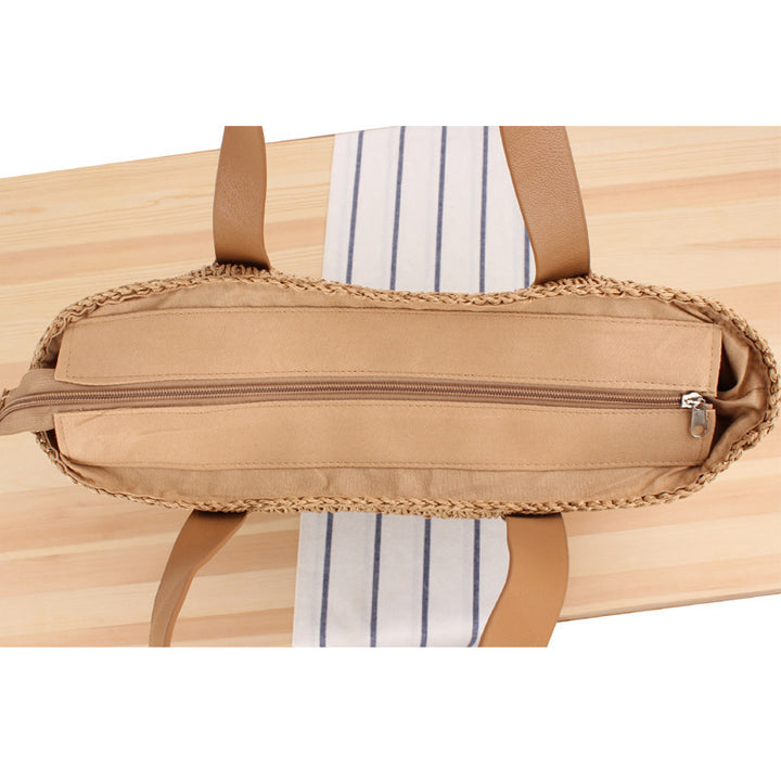 Spacious straw bag with elegant leather handles Kalsten