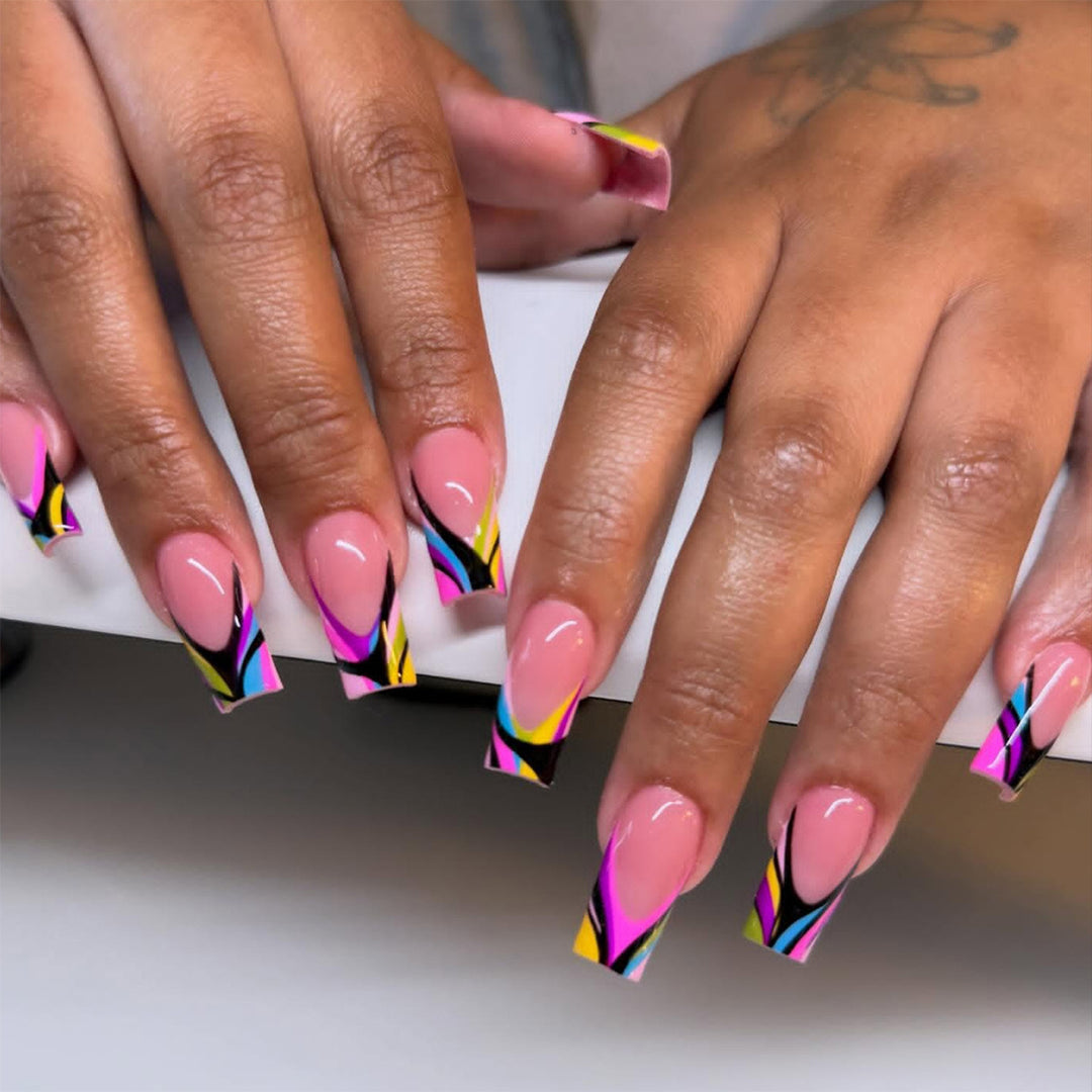 Artificial nails in modern design with colorful accents Kalsten