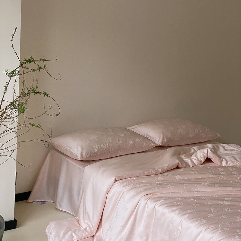 Luxurious satin bedding set with watercolor floral pattern