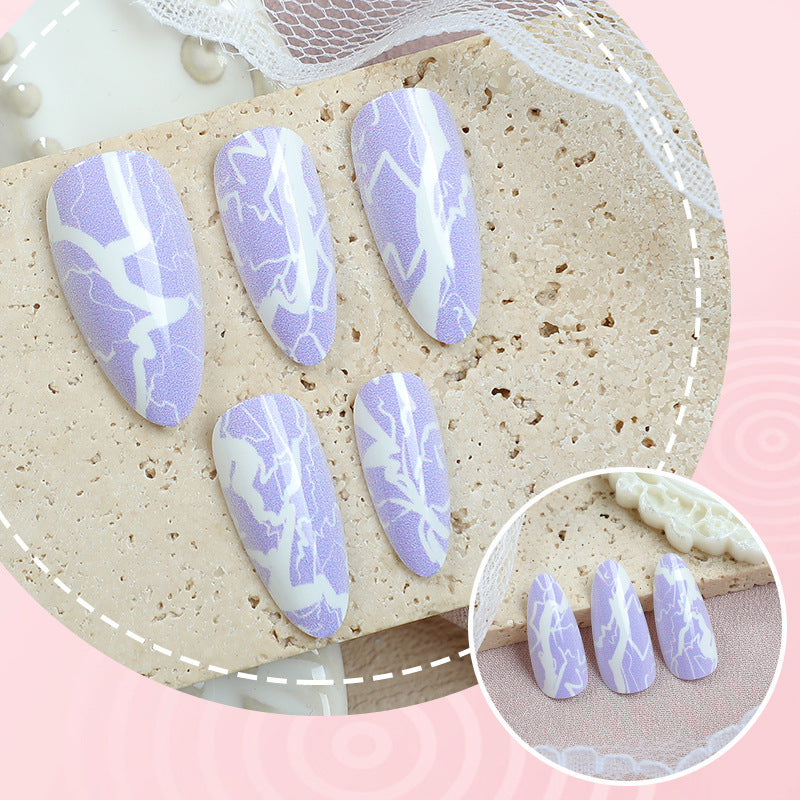 Artistic Press-On Nail Art Set with Lightning Design Kalsten
