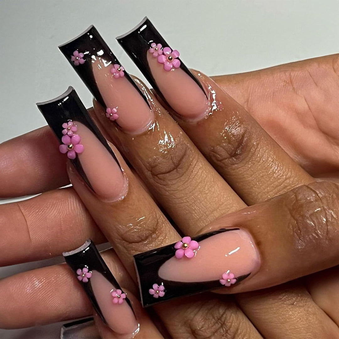 Artificial nail set with elegant flower applications Kalsten