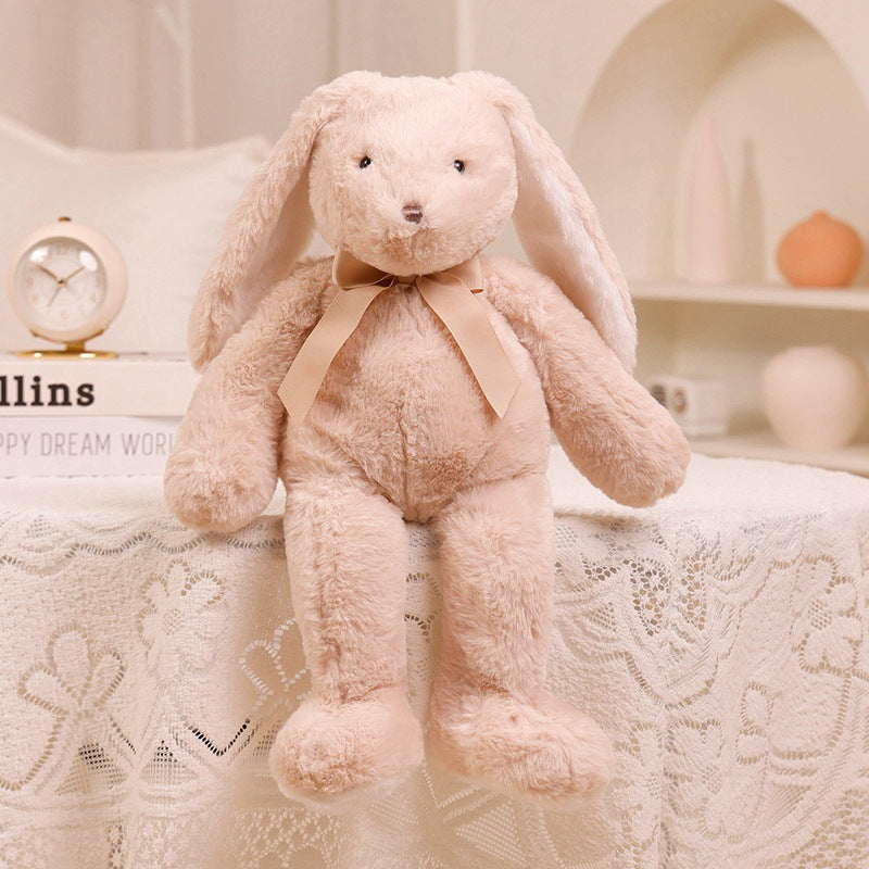 Plush Long-Eared Sitting Bunny Soft Toy with Ribbon Neck and Ultra-Soft Faux Fur Kalsten