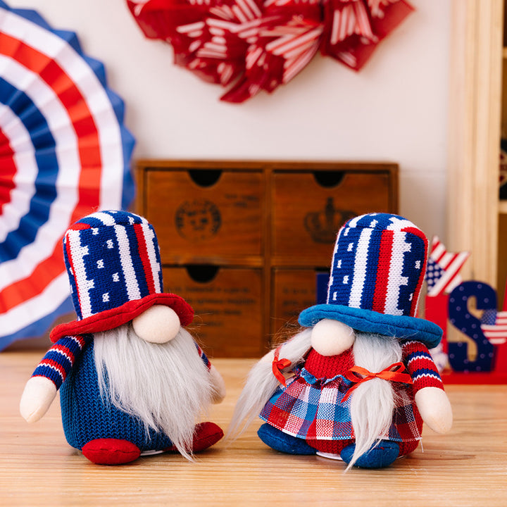 Unisex decorative fabric gnome as festive table and shelf decoration with knitted pointed hat and faux fur beard Kalsten