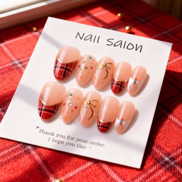 Artificial nail set with festive design and sparkling accents Kalsten