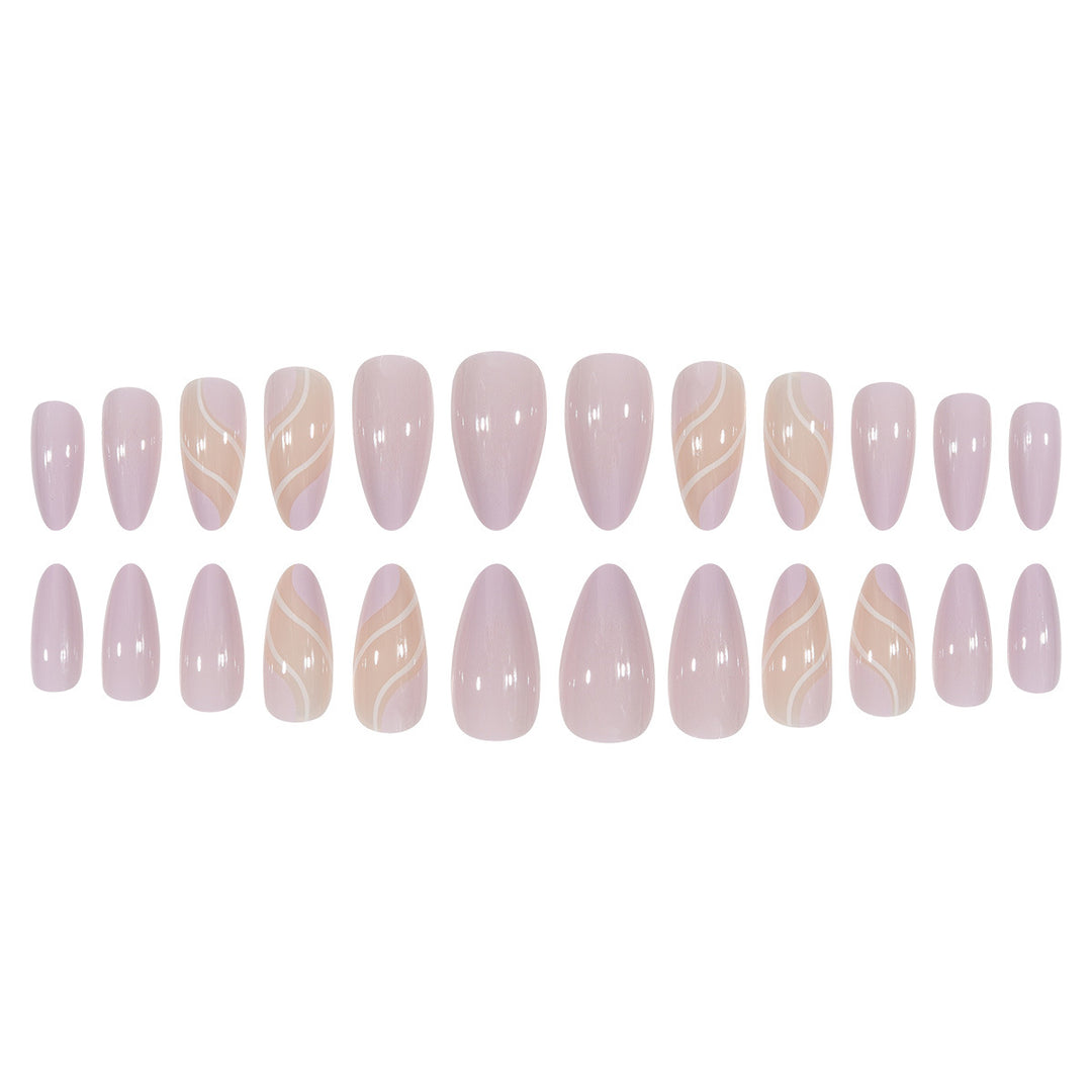 Elegant Stiletto Press-On Nails with Artistic Swirl Design Kalsten