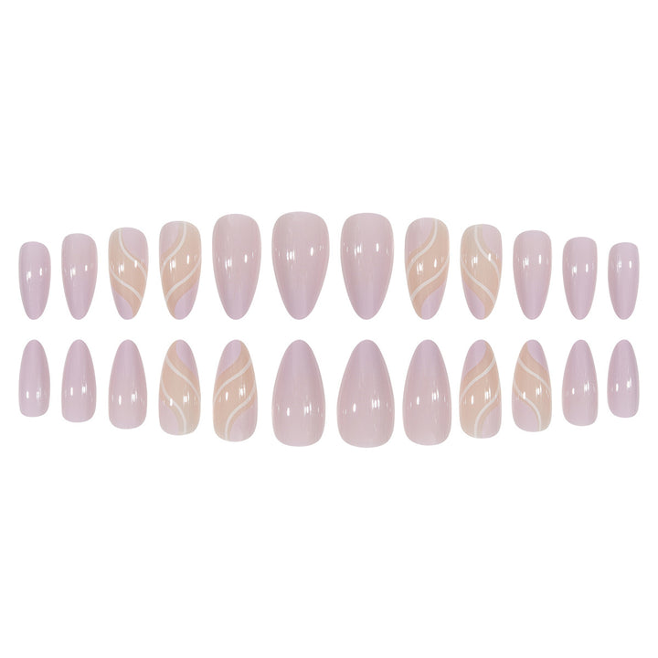 Elegant Stiletto Press-On Nails with Artistic Swirl Design Kalsten