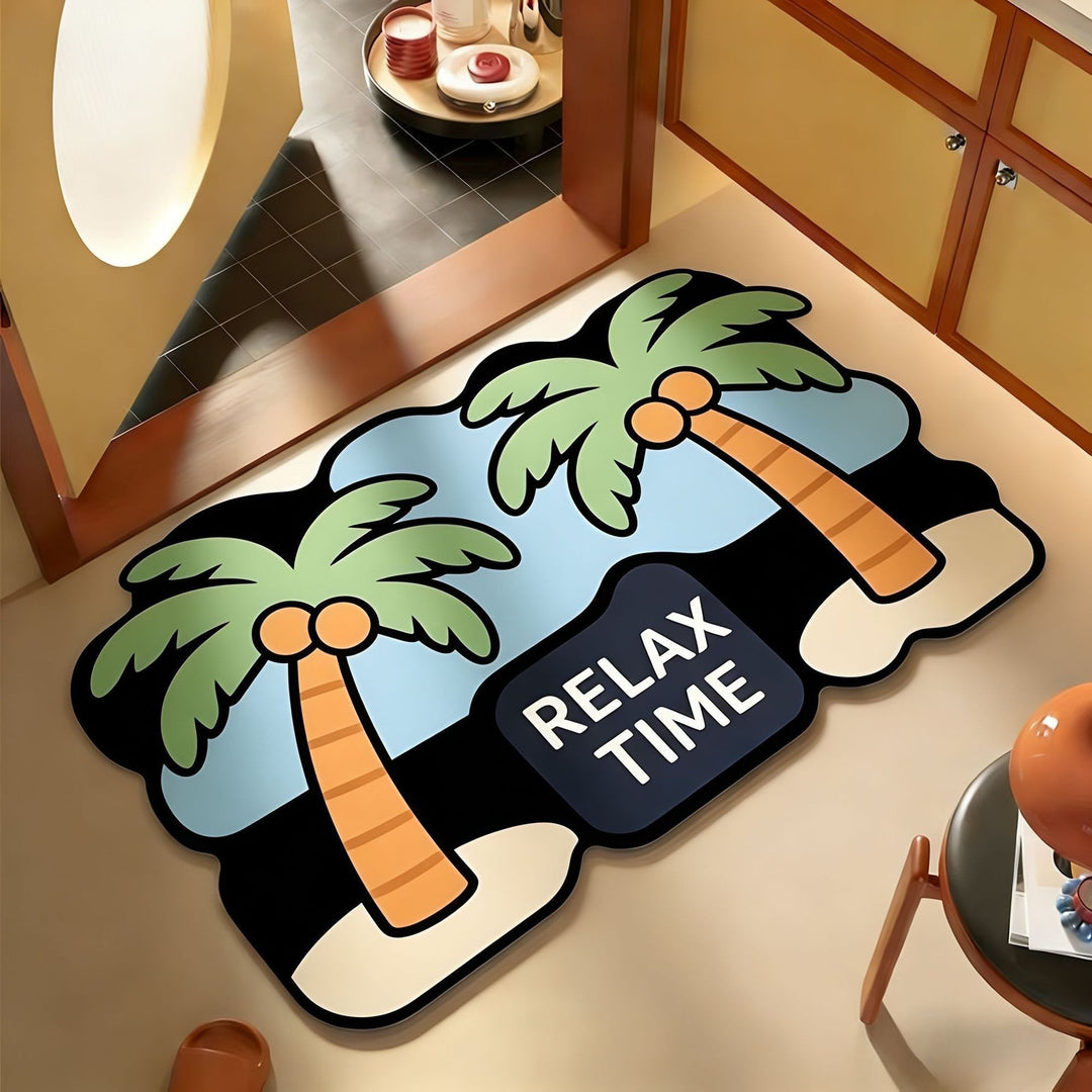 Cartoon Cat-Themed Toilet Bath Mat