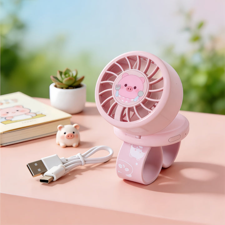 Ladies Portable Hand Fan with Childlike Design Kalsten
