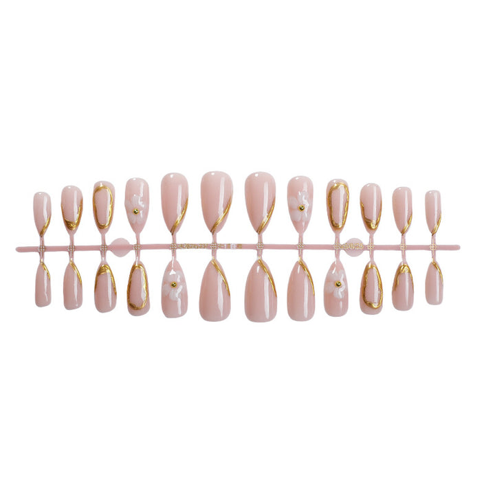 Luxurious Press-On Nail Art Set with Gold Accents Kalsten