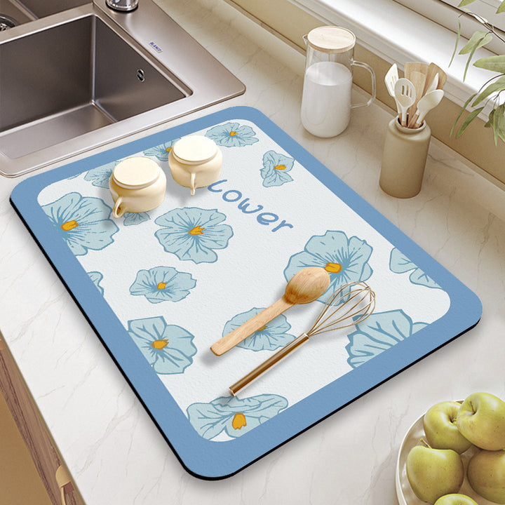 Floral-Themed Kitchen Counter Mat