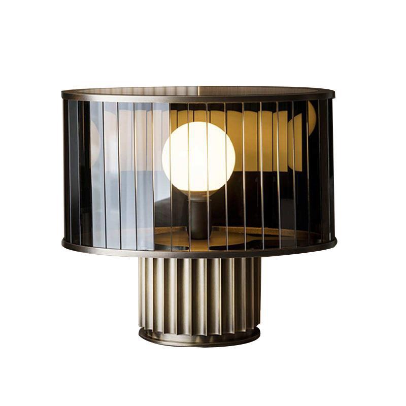 Modern Glass Table Lamp with Elegant Ribbed Base