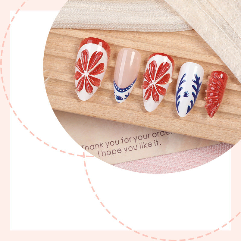 Floral Artistic Press-On Nail Set Kalsten