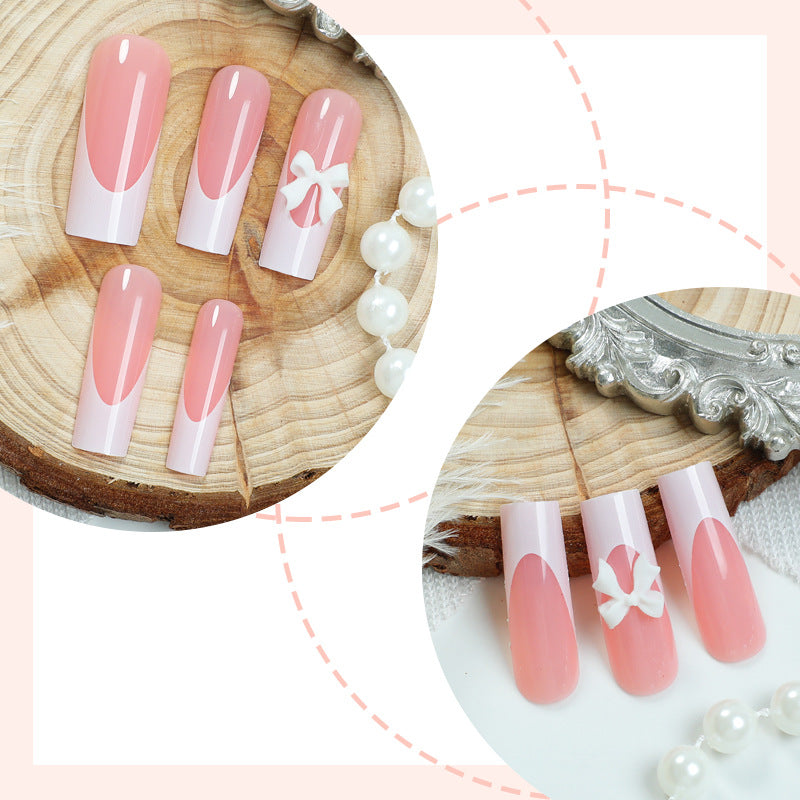 Elegant Press-On Nail Set with Decorative Bows Kalsten