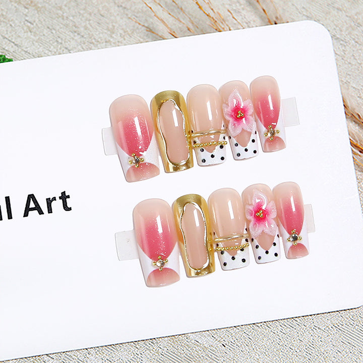 Artistic 3D Nail Tips with Floral Accents Kalsten