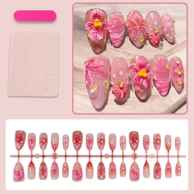 Artificial nail set with exquisite floral and 3D decorations Kalsten