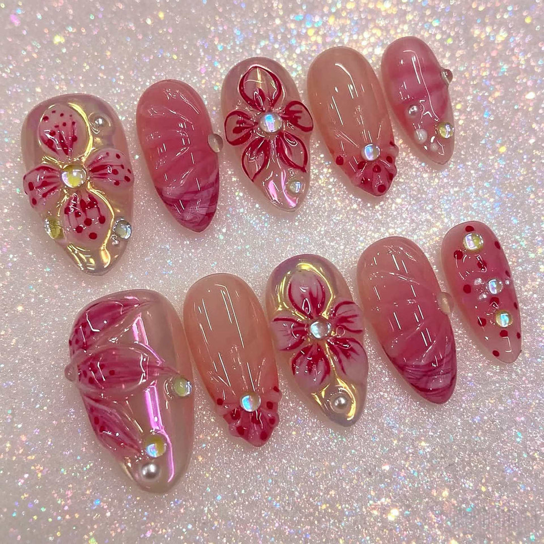 Floral Embellished Press-On Nail Set Kalsten 1787225131