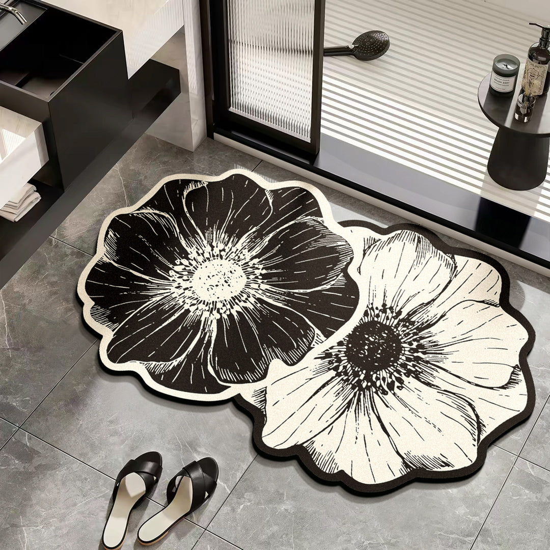 Floral Design Bathroom Mat