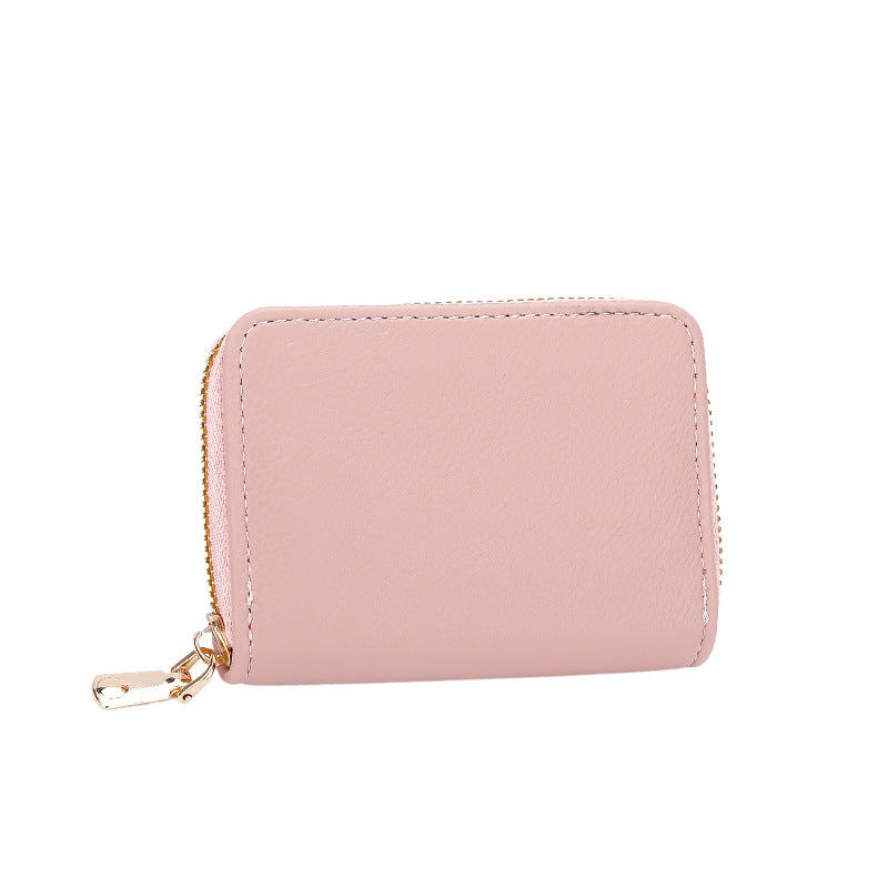 Compact Zippered Leather Wallet