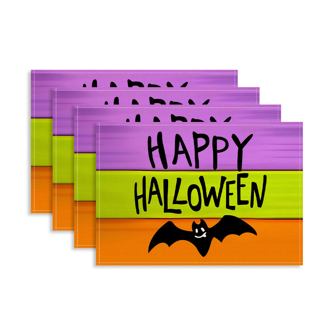 Multi-piece Halloween table set made of wipeable vinyl non-slip placemats