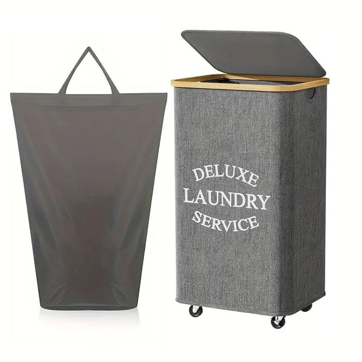 Laundry separation system with bamboo lid and multiple compartments Kalsten